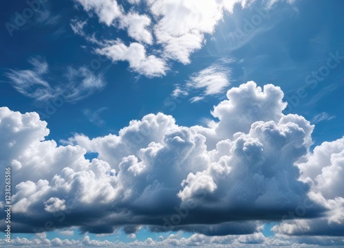 High contrast between blue sky and white clouds, cloud, sky, blue