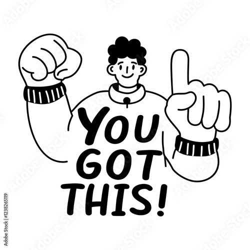 A glyph sticker of a character with you got this typography 