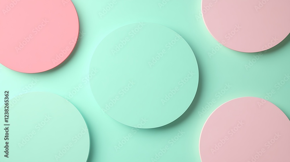 Obraz premium Abstract pastel circles on a light mint background creating an artistic and modern design for creative projects