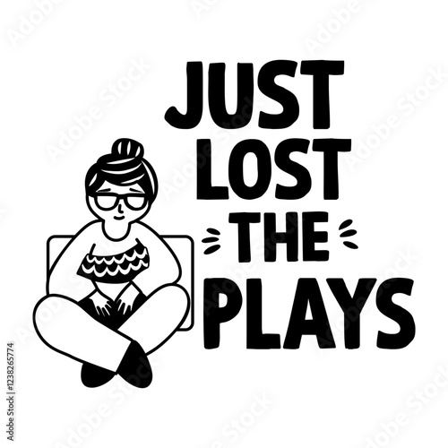 A glyph sticker of chill character with lost plays typography 