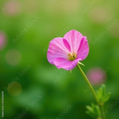 Field bindweed blooms in abundance on a green stem, convolvulus arvensis, botanical photo