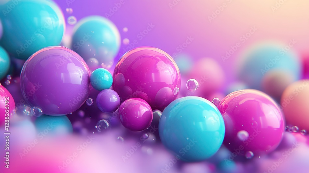 Colorful spheres floating, pastel background, 3D render, website design Colorful spheres floating, pastel background, 3D render, website design