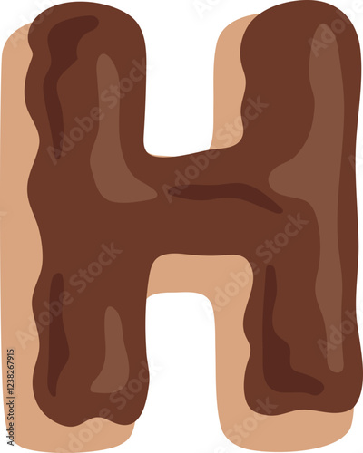 Chocolate Dipped Donut Alphabet H Dessert Vector