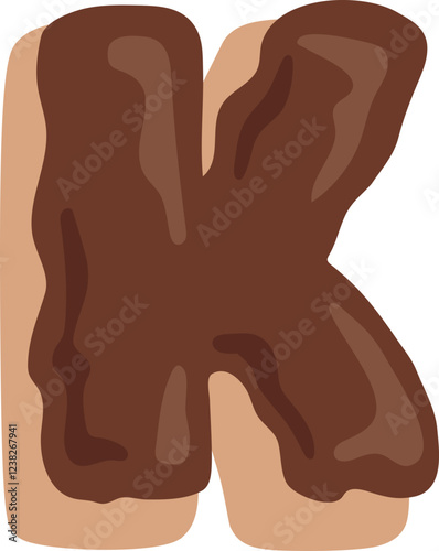 Chocolate Dipped Donut Alphabet K Dessert Vector