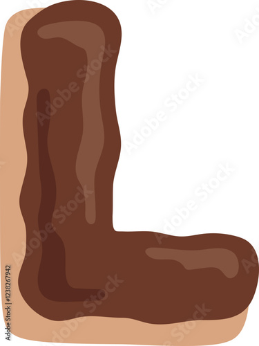 Chocolate Dipped Donut Alphabet L Dessert Vector