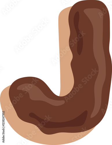 Chocolate Dipped Donut Alphabet J Dessert Vector