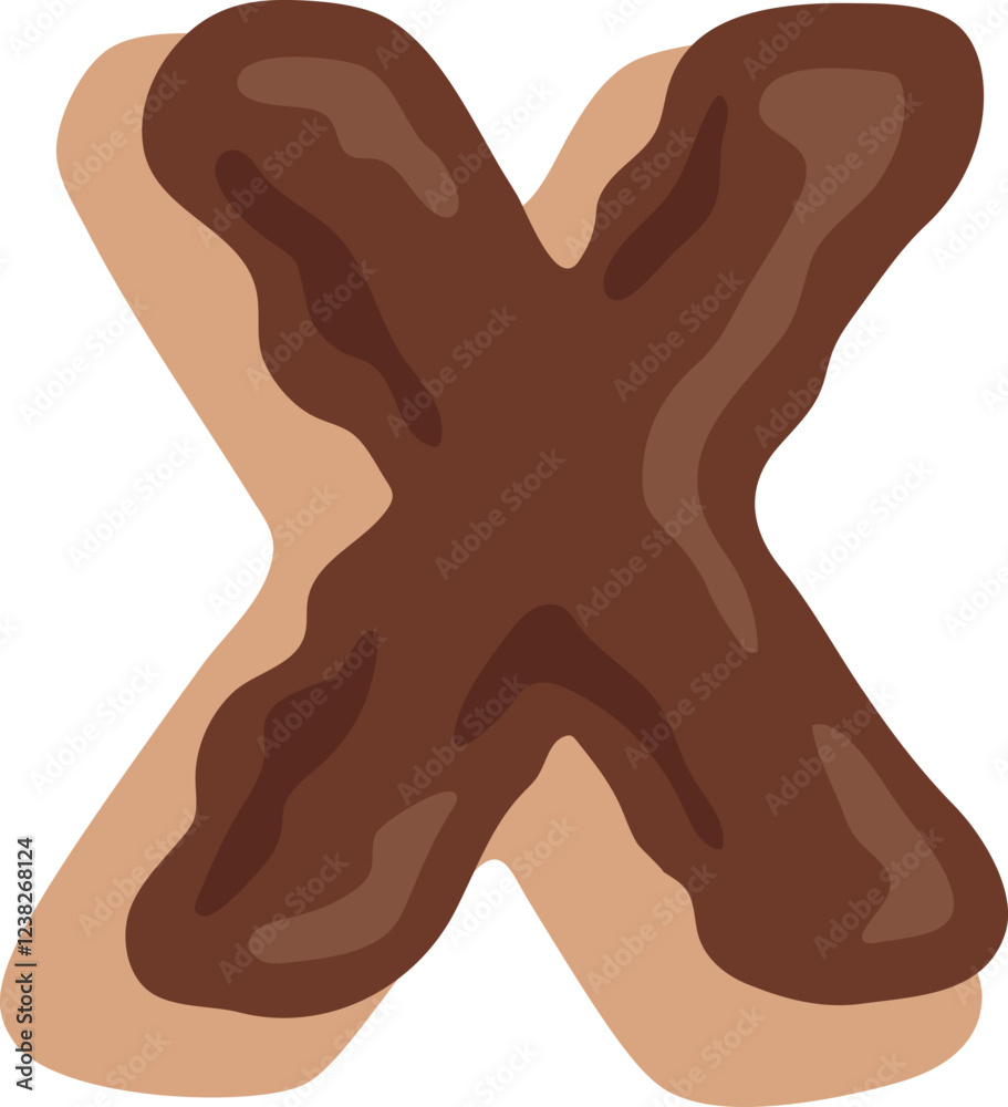 Chocolate Dipped Donut Alphabet X Dessert Vector Chocolate Dipped Donut Alphabet X Dessert Vector