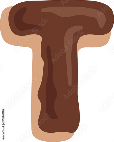 Chocolate Dipped Donut Alphabet T Dessert Vector