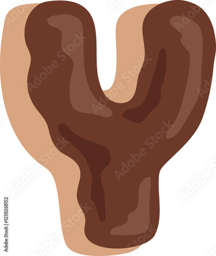 Chocolate Dipped Donut Alphabet Y Dessert Vector