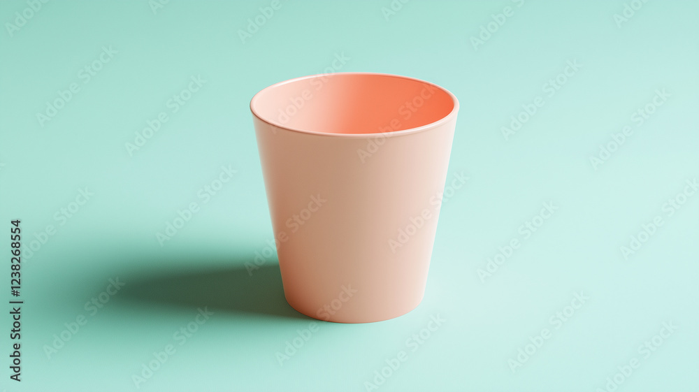 A bright orange cup sits on a green background A bright orange cup sits on a green background