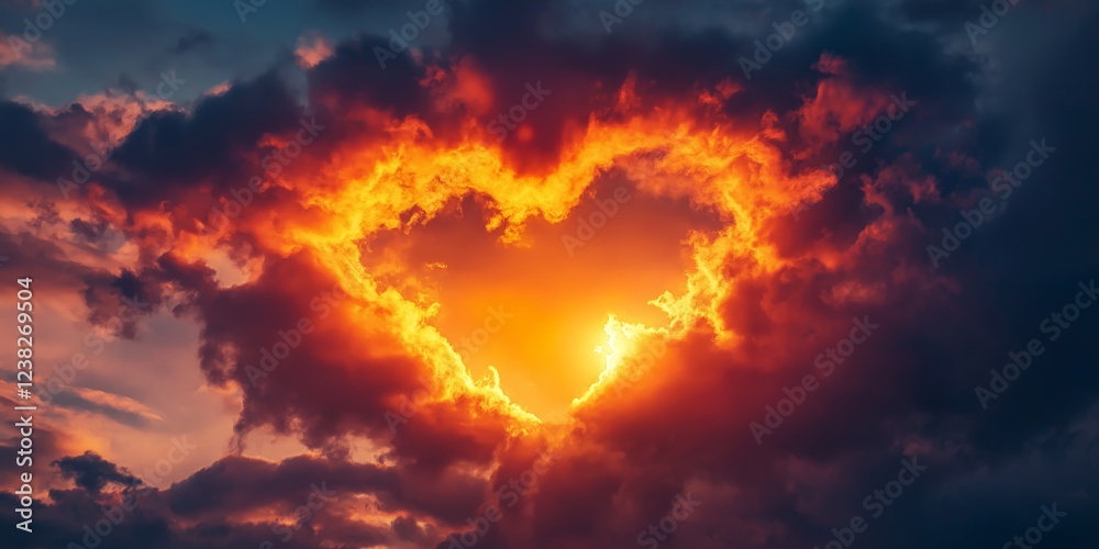 Glowing Heart in Sunset Clouds Glowing Heart in Sunset Clouds
