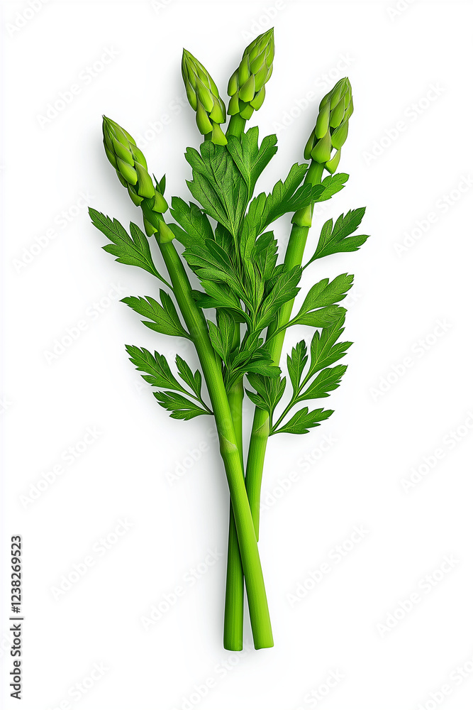 A floating bunch of green asparagus spears, isolated on white background. A floating bunch of green asparagus spears, isolated on white background.