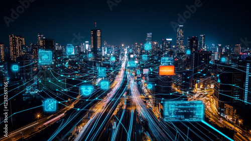 Wallpaper Mural data lights city  Torontodigital.ca