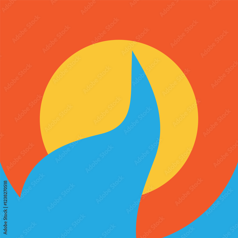 ocean sun wave background vector illustration template design ocean sun wave background vector illustration template design