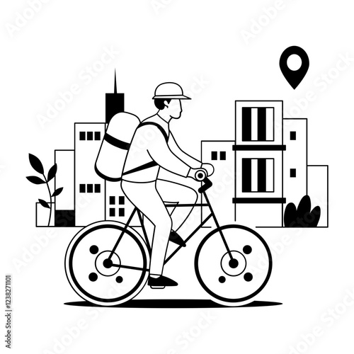 A glyph illustration of a bicycle delivery 