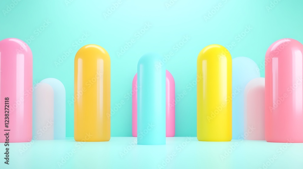 Colorful and Playful Abstract Shapes on Smooth Surface in Modern Minimalist Style Colorful and Playful Abstract Shapes on Smooth Surface in Modern Minimalist Style