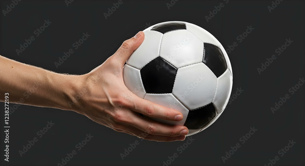 hand holding ball, Hand and soccer ball isolated on white background hand holding ball, Hand and soccer ball isolated on white background