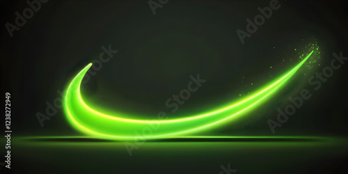 A neon green swoosh on black backdrop