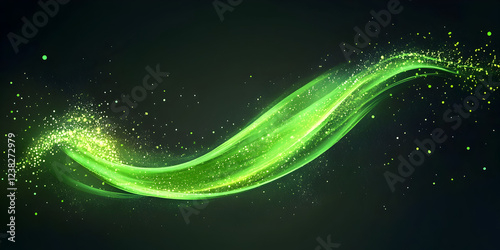A neon green swoosh on dark background