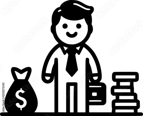 stickman Businessman, Success, Wealth, Entrepreneurship sign, symbol, vector, art