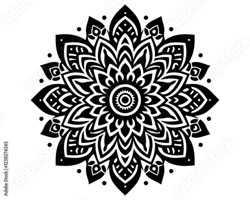  black mandala vector silhouette desing islated on white backgrouudnd