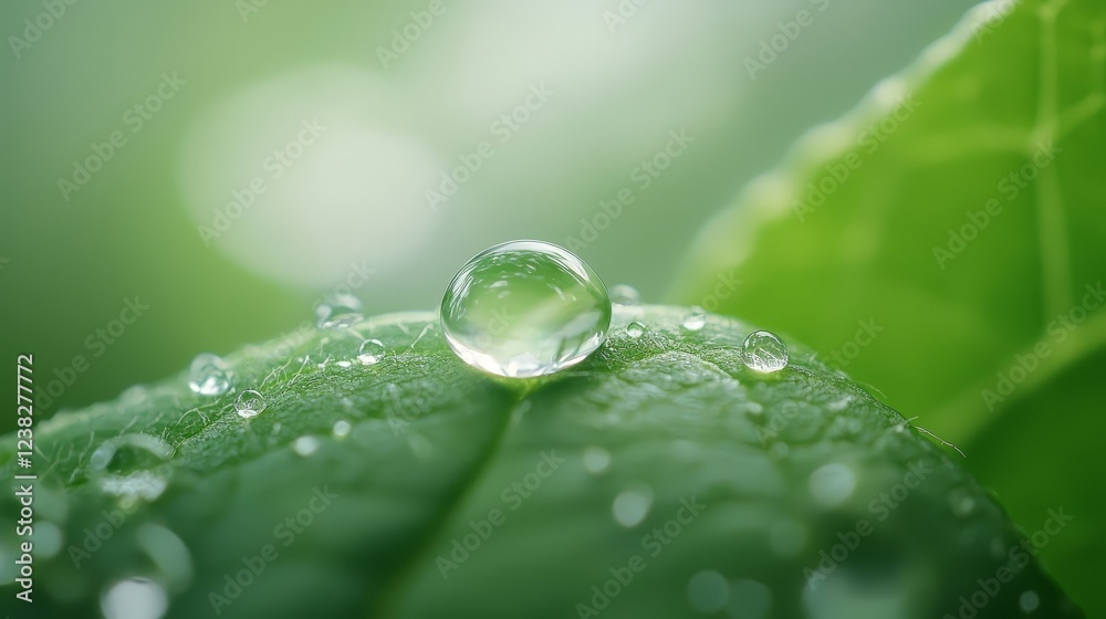 Magnified water droplet on a lush green leaf, closeup of nature's purity closeup, Magnified water droplet on a lush green leaf, closeup of nature's purity closeup,