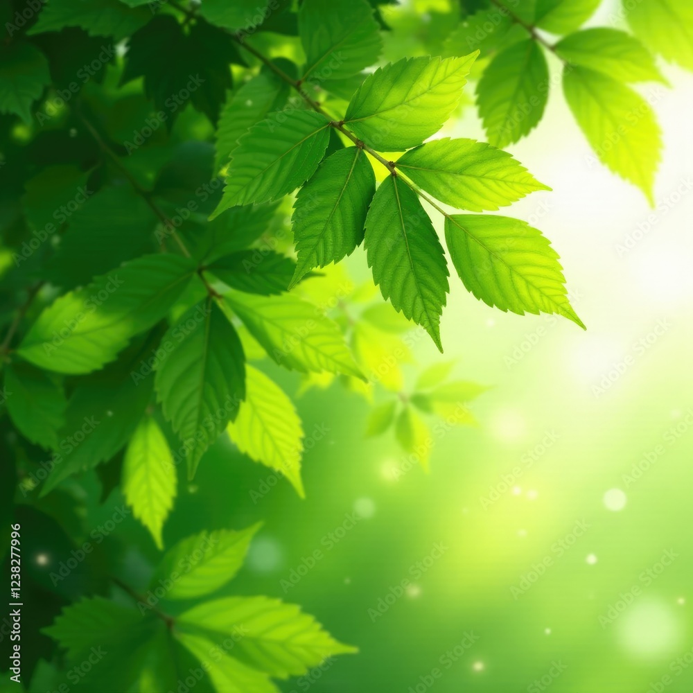 Green leaves rustling in a gentle summer breeze, nature, summer Green leaves rustling in a gentle summer breeze, nature, summer