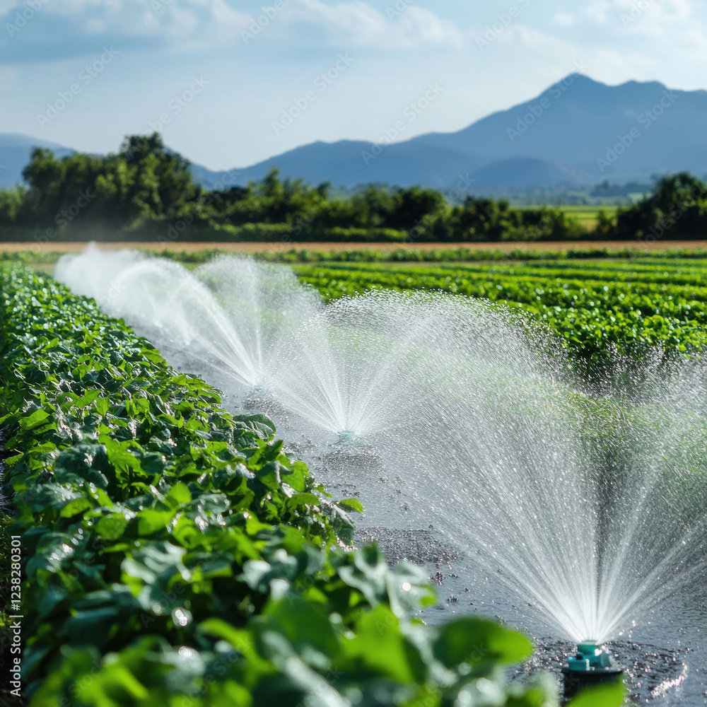 Naklejka premium Smart irrigation computer in the field.