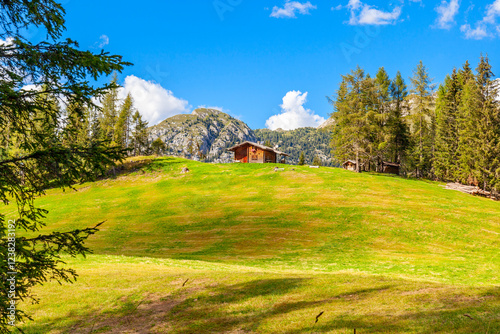 summer mountain panorama in Italian Dolomites