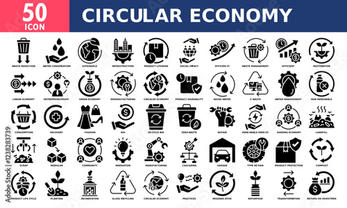 Circular economy icon set collection. Simple glyph vector.