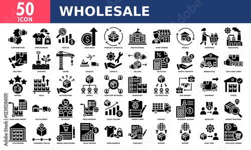 Wholesale icon set collection. Simple glyph vector.