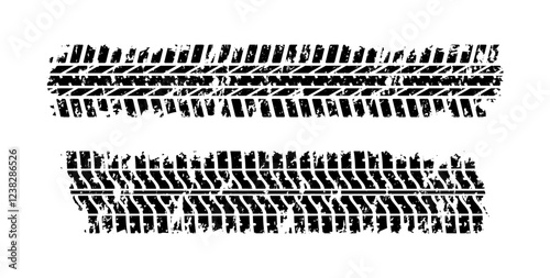 Set of detailed tire prints