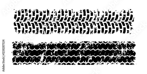 Set of detailed tire prints