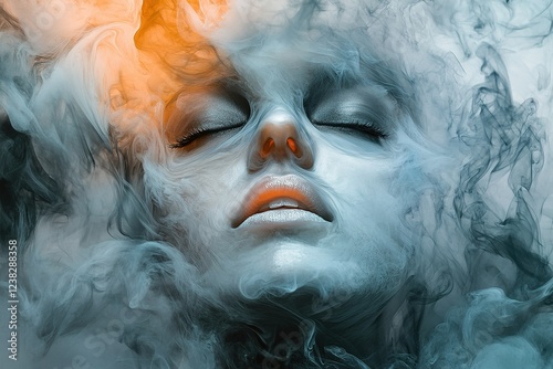 photo realistic, hyper detailed, a face of smoke, color photo