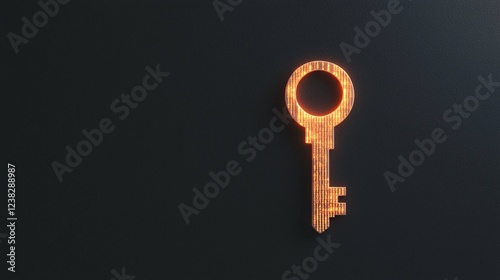 Cyber security crime attack concept. A close-up of a golden key on a dark background, symbolizing access, security, and opportunity.