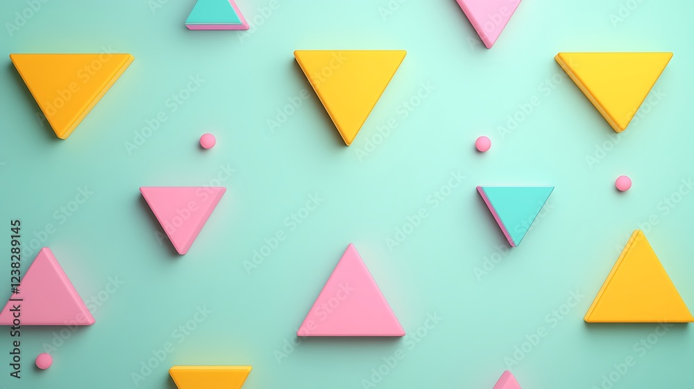 Colorful Geometric Shapes in Warm and Cool Tones on a Soft Aqua Background for Creative Projects Colorful Geometric Shapes in Warm and Cool Tones on a Soft Aqua Background for Creative Projects