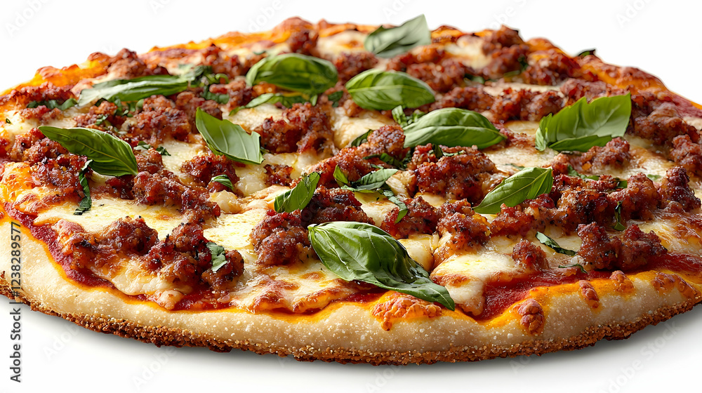 Savory Sausage Pizza with Basil & Cheese Savory Sausage Pizza with Basil & Cheese