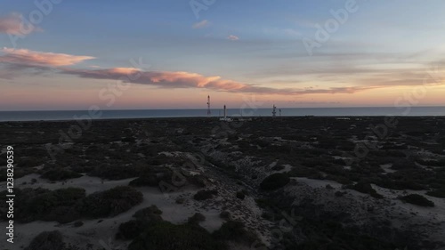 El faro de Sabinal situado en la reserva natural de Punta Entinas-Sabinar, municipio El Ejido, provincia de Almería, Andalucía, España. photo