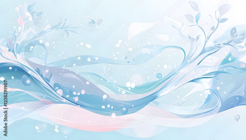 Abstract Blue Floral Wave Design Background Abstract Blue Floral Wave Design Background