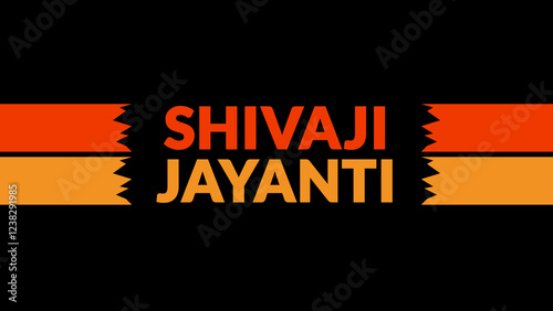 Shivaji Jayanti text with side lines on a black background. Which is observed every year in February to celebrate and wish Shivaji Jayanti.