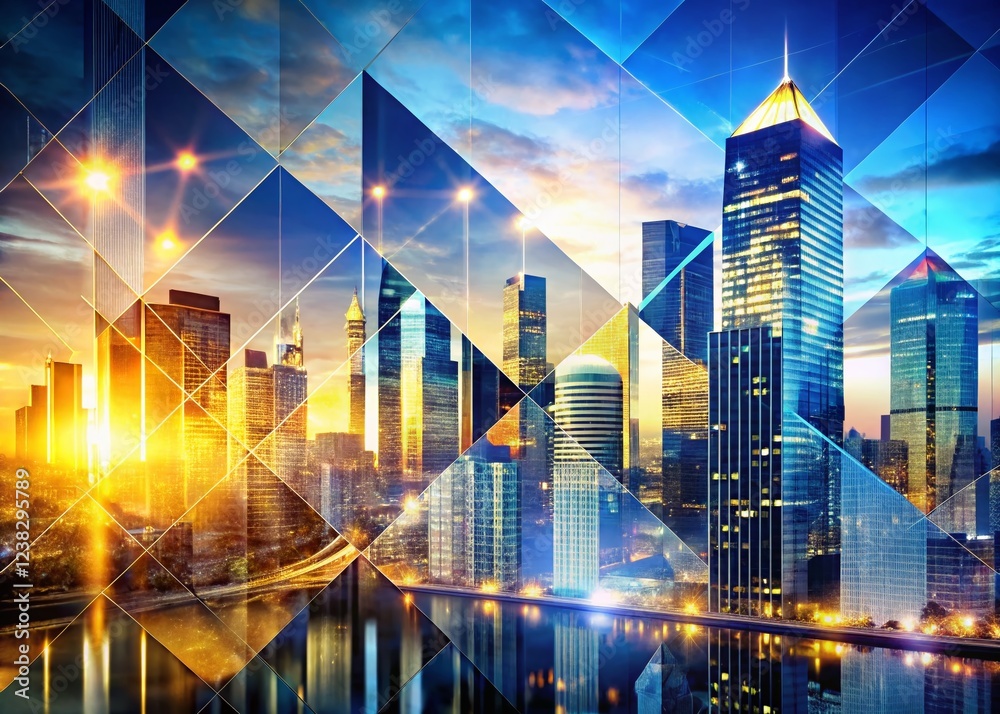 Obraz premium Abstract Corporate Double Exposure Background: Professional Business Design