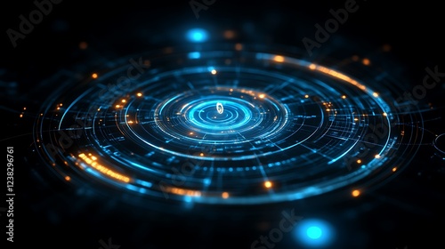Abstract Blue and Orange Tech Hud Interface Background