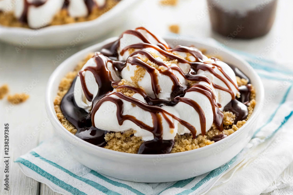 Cheesecake with cream and chocolate drizzle Cheesecake with cream and chocolate drizzle