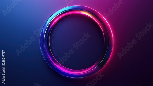 Neon glowing ring, dark background, abstract, digital art, frame photo