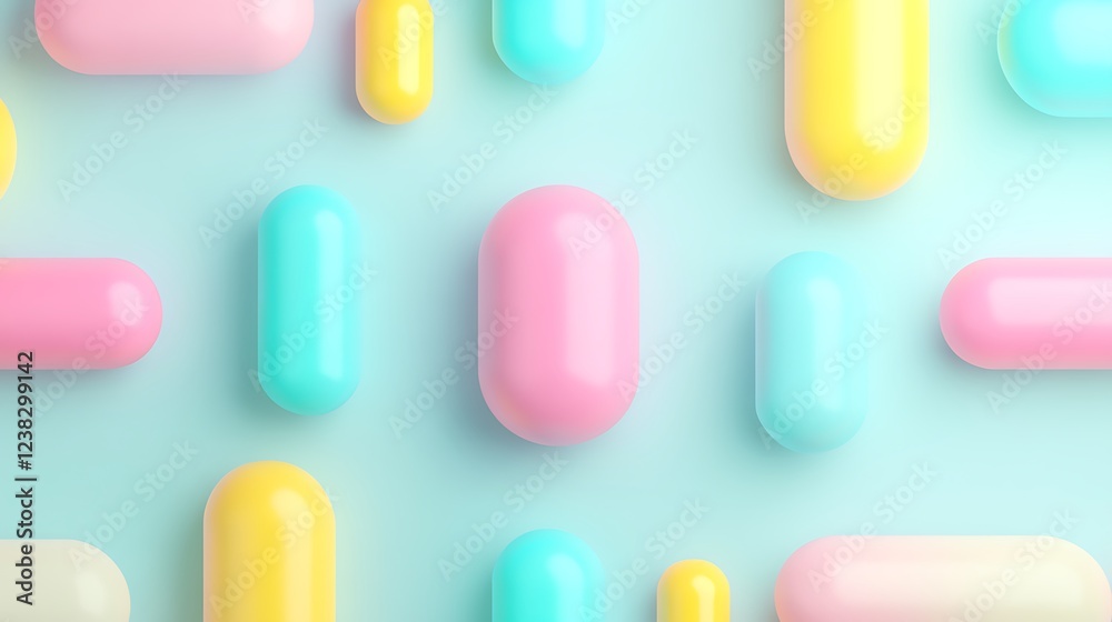 Colorful Variety of Smooth Pills and Capsules on Soft Blue Background for Medical and Health Concepts Colorful Variety of Smooth Pills and Capsules on Soft Blue Background for Medical and Health Concepts