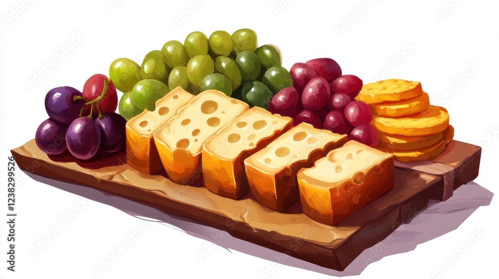 A vibrant cheese and grape platter featuring various cheese types and colorful grapes, perfect for any gathering or celebration. A vibrant cheese and grape platter featuring various cheese types and colorful grapes, perfect for any gathering or celebration.
