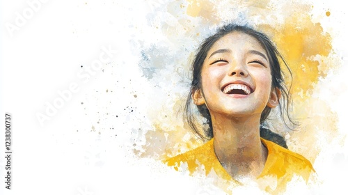 Radiant joy, a captivating portrait of girl's contagious laughter