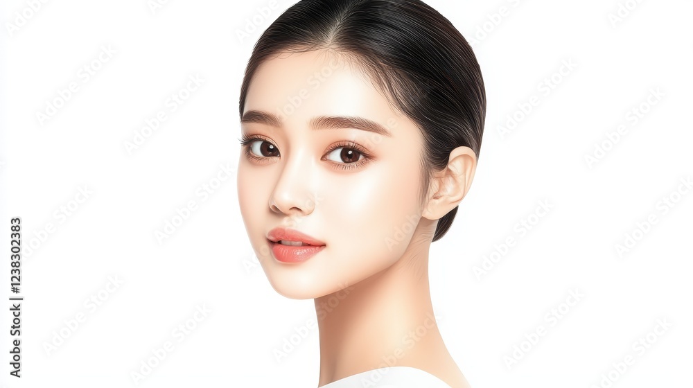 Elegant woman in a minimalist white studio setting, portrait of poise and style against clean backdrop. Elegant woman in a minimalist white studio setting, portrait of poise and style against clean backdrop.
