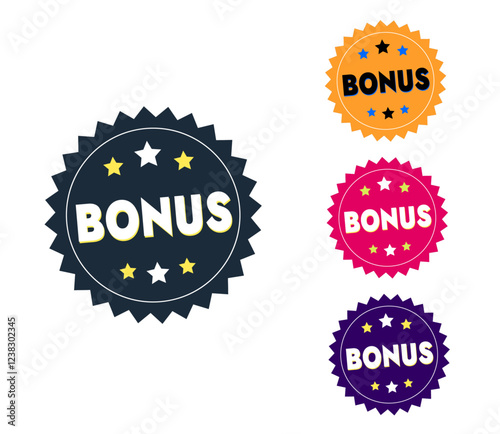 bonus pack set of vector icons for bonuses vector design of colorful stickers