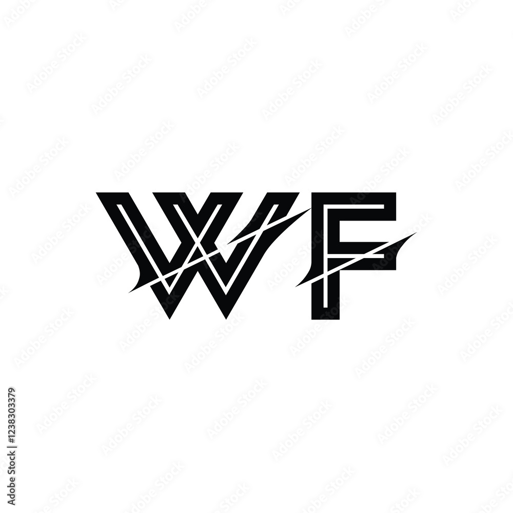 Obraz premium WF monogram logo design letter text name symbol monochrome logotype alphabet character simple logo